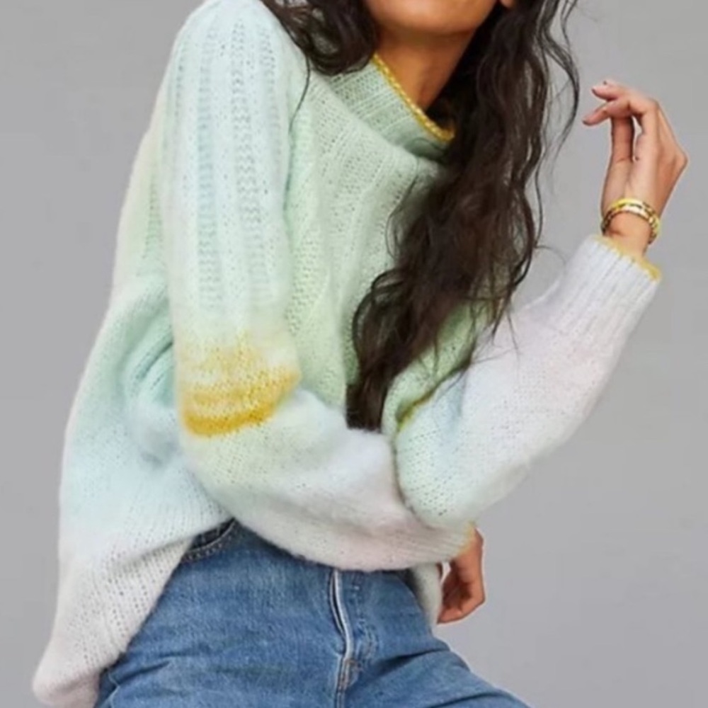 SOLD!! Anthropologie Perri ombré Alpaca tunic sweater mock neck NWOT mint - Picture 13 of 15